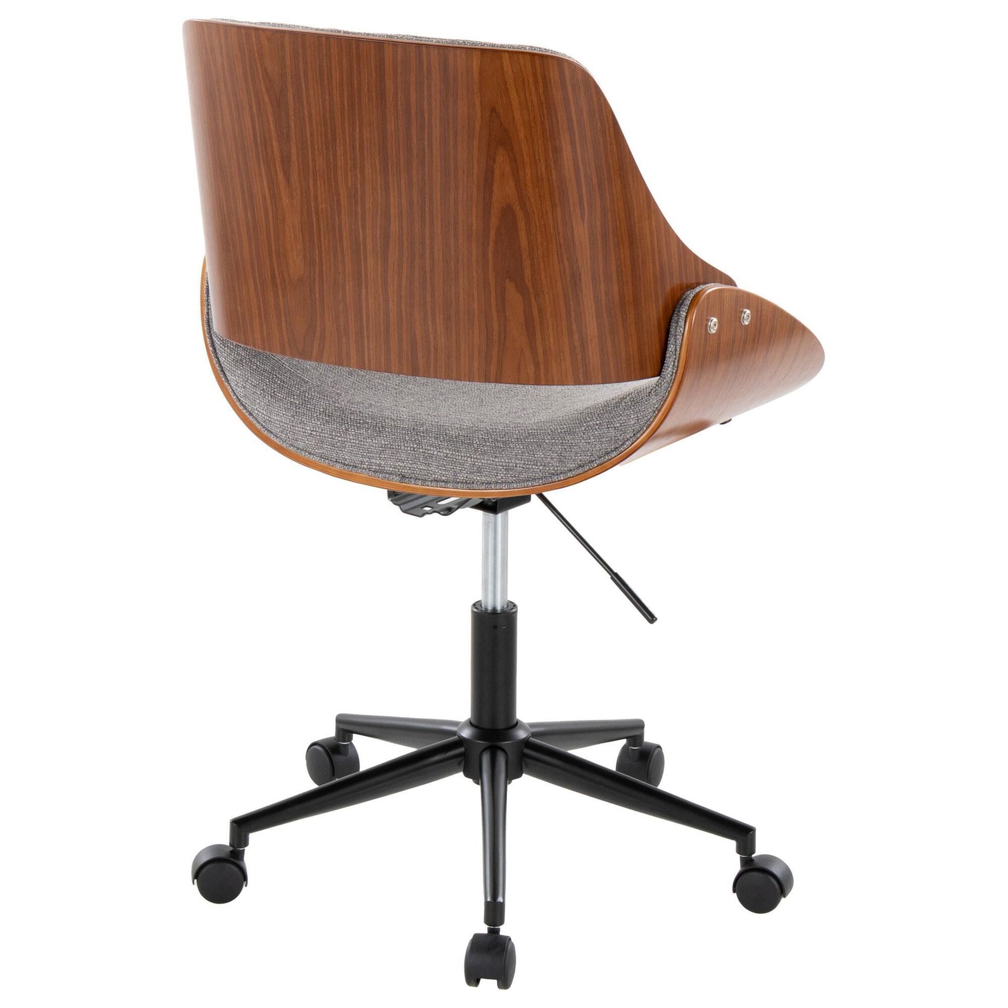 Lumisource Fabrizzi Office Chair with Grey Cushion in Walnut and Black
