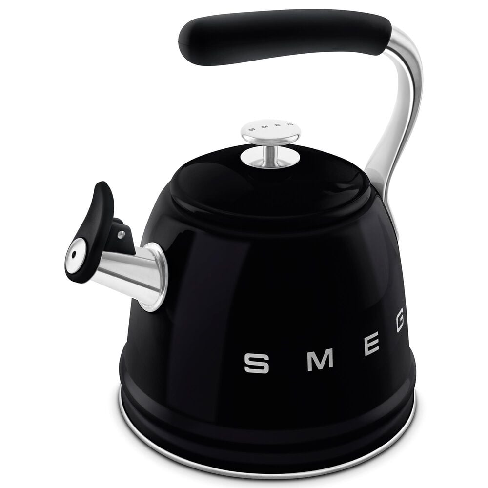 SMEG 2.3L Retro Style Electric Whistling Kettle in Black, , large