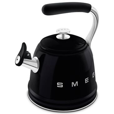SMEG 2.3L Retro Style Electric Whistling Kettle in Black, , large