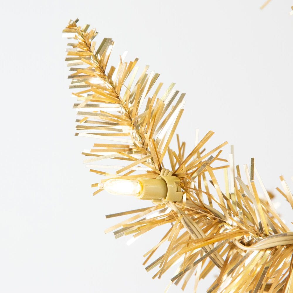 The Gerson Company 7.5&#39; Pre-Lit Tuscany Tinsel Christmas Tree in Gold, , large