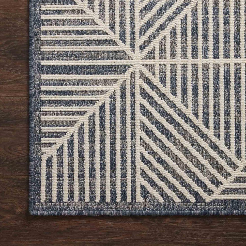 Loloi II Rainier RAI-03 2&#39;2&quot; x 3&#39;9&quot; Denim and Ivory Indoor/Outdoor Area Performance Rug, , large