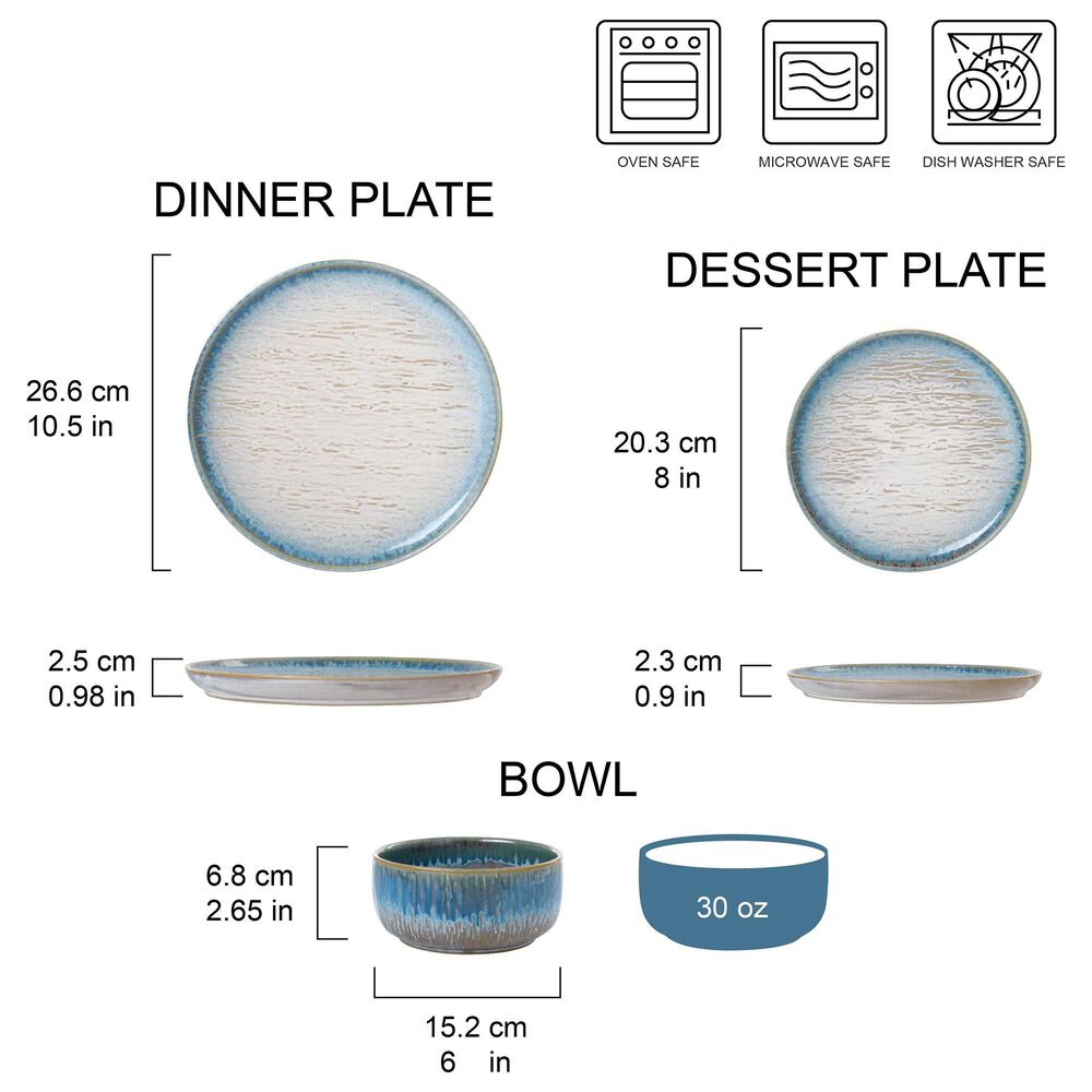 Gifts Plus Talia 12-Piece Dinnerware Set in Light Blue, , large