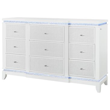 Global Furniture USA Alina 9-Drawer Dresser Only in White with LED, , large