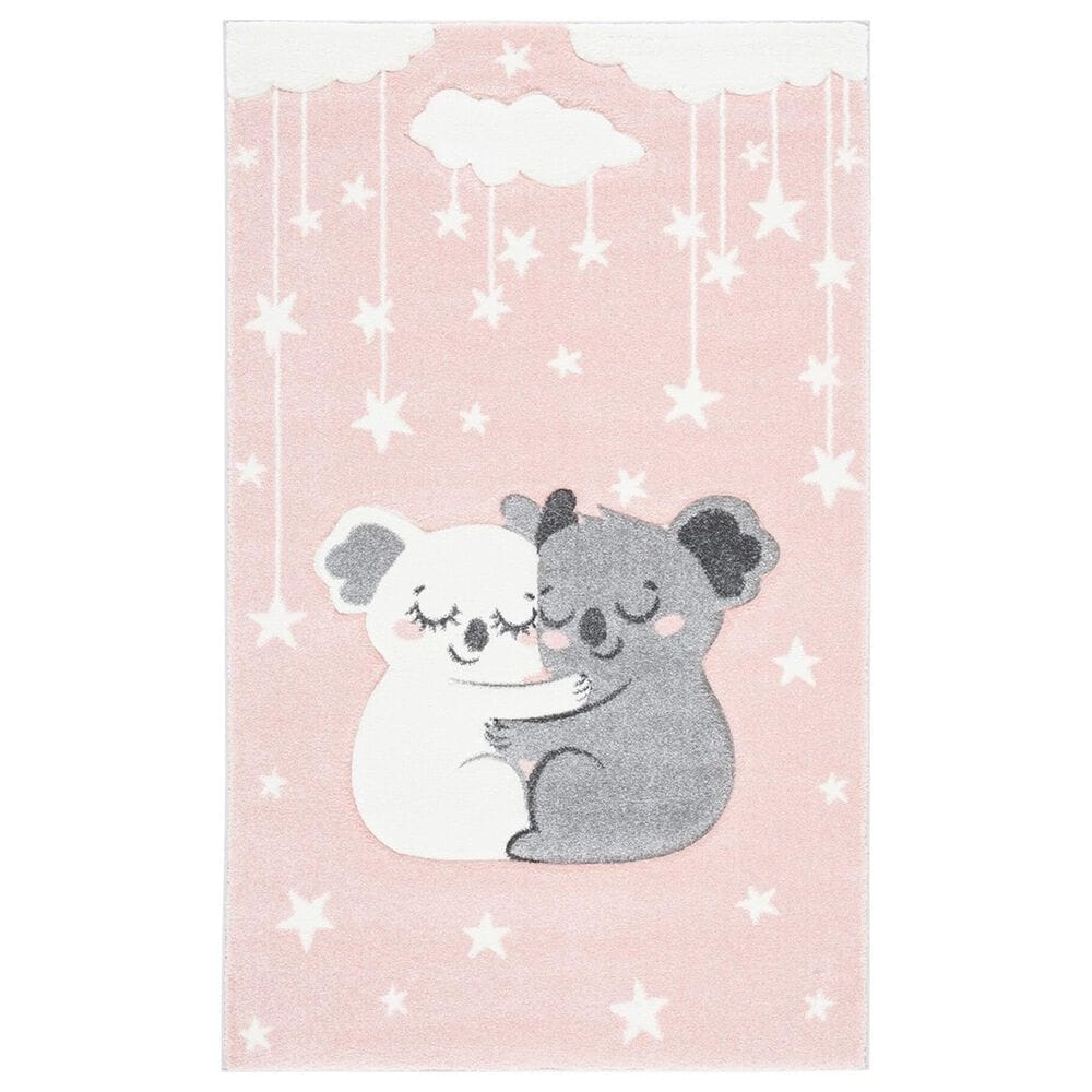 Safavieh Carousel 4" x 6" Pink and White Kids Area Rug, , large
