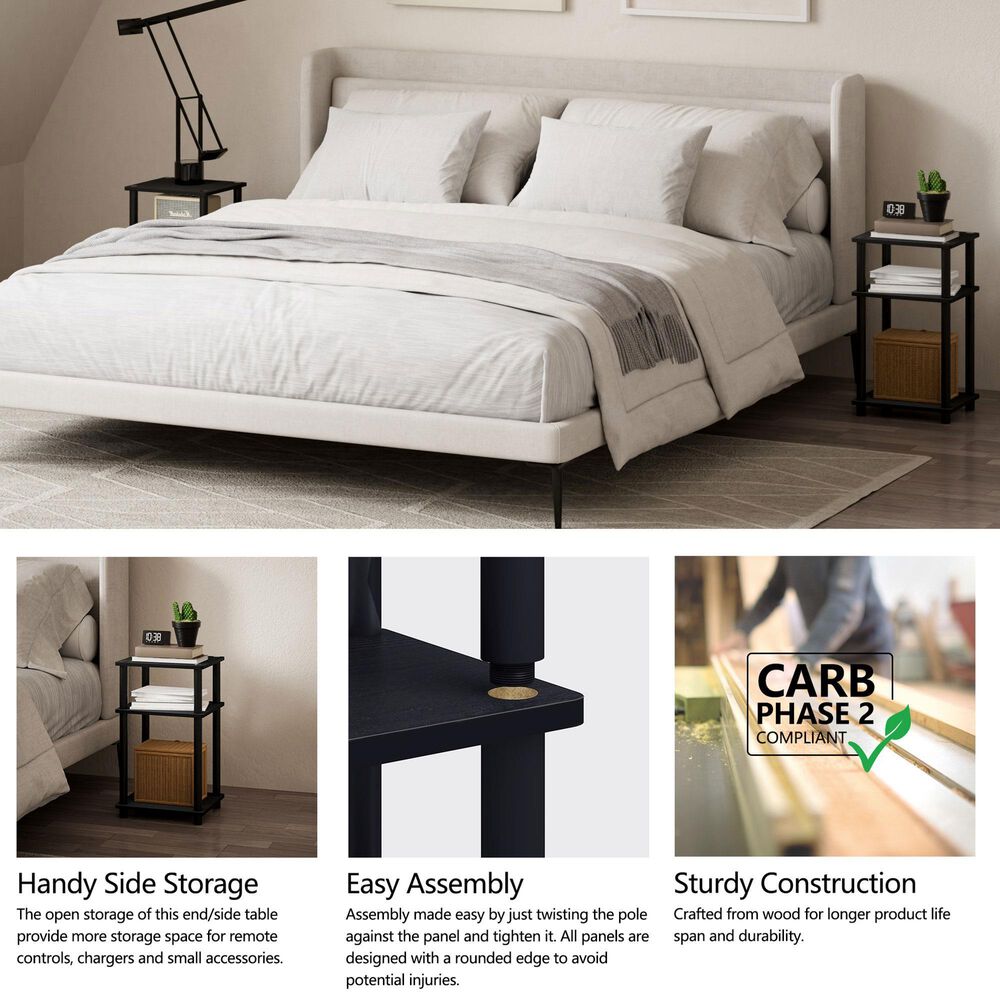 HOMLUX 3-Tier Turn-N-Tube End Table in Americano and Black (Set of 2), , large