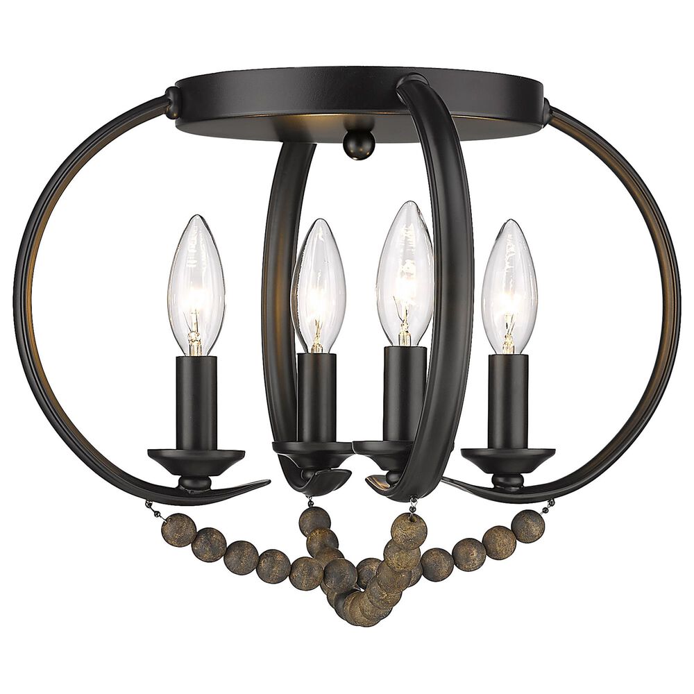 Golden Lighting Flori 4-Light Flush Mount in Matte Black, , large