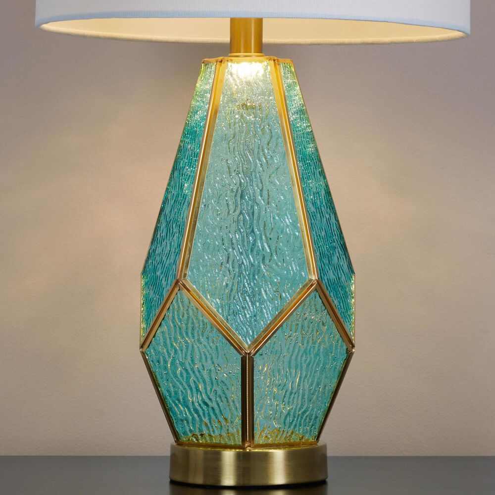 LumiSource Geo Rain Glass Table Lamp in Gold and Turquoise (Set of 2), , large