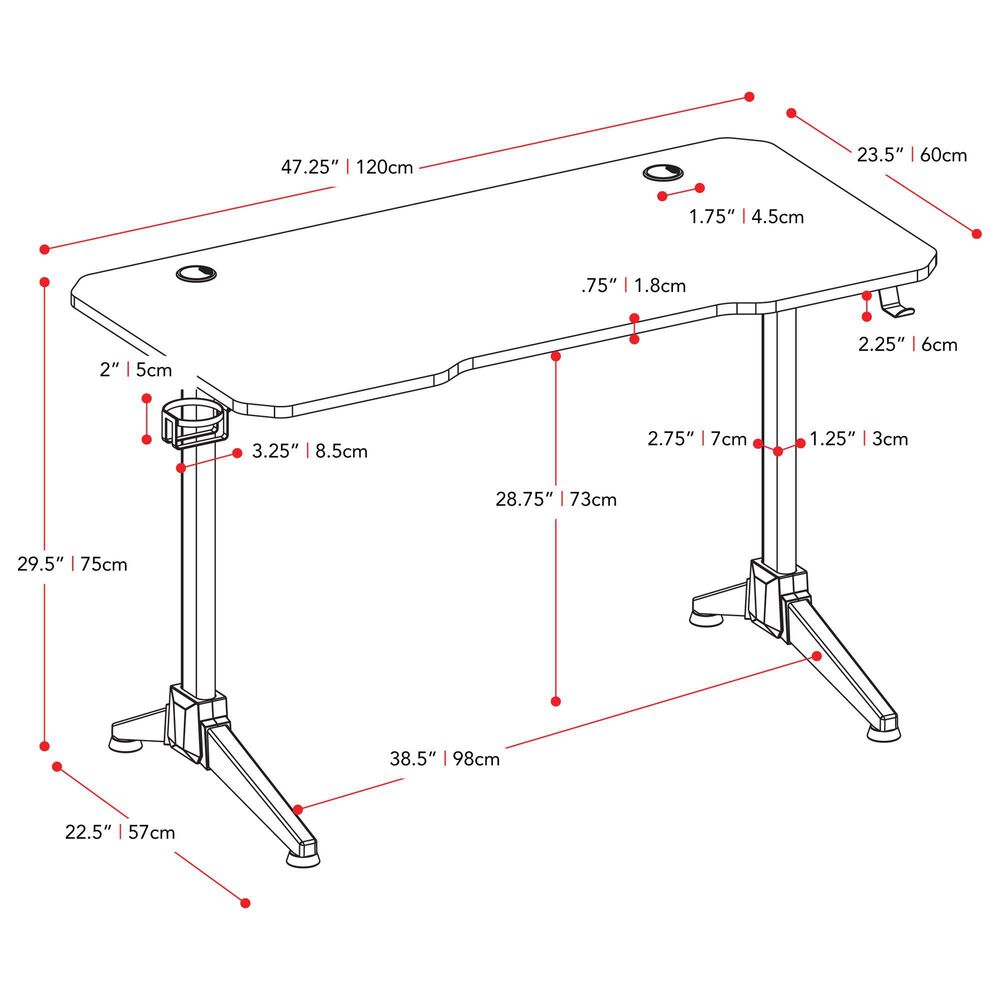 CorLiving Conqueror Gaming Desk in Black, , large