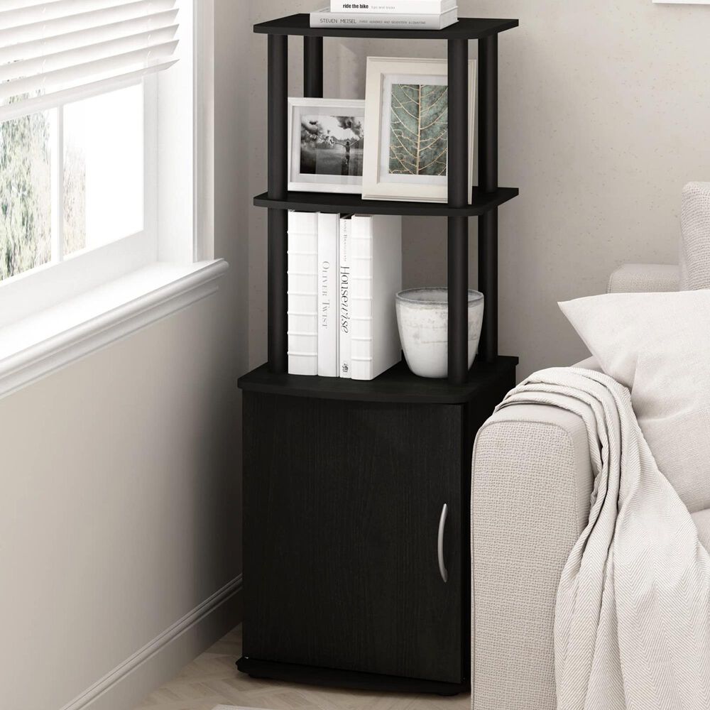HOMLUX 2-Tier Standing Bookshelf with Storage Cabinet in Blackwood and Black, , large