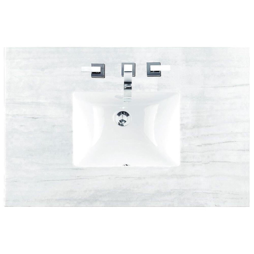 James Martin Vanities Breckenridge 36&quot; Single Bathroom Vanity in Light Natural Oak with 3 cm Arctic Fall Solid Surface Top and Rectangular Sink, , large