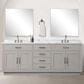 Lexora Home Abbey 84" Double Bathroom Vanity in White Oak with 2 cm White Carrara Marble Top and Rectangular Sinks, , large