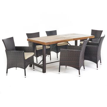 Noble House Fairfield 7-Piece Patio Dining Set in Teak and Brown, , large
