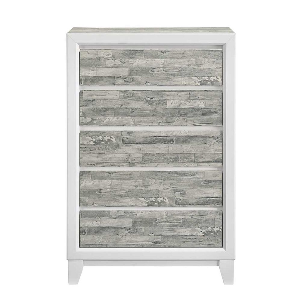 Titanic Furniture Artic 5-Drawer Chest in Gray and White, , large