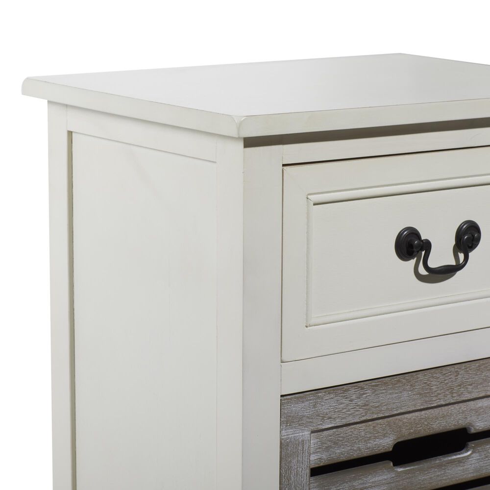 Maple and Jade 3-Drawer Side Table in White and Taupe, , large