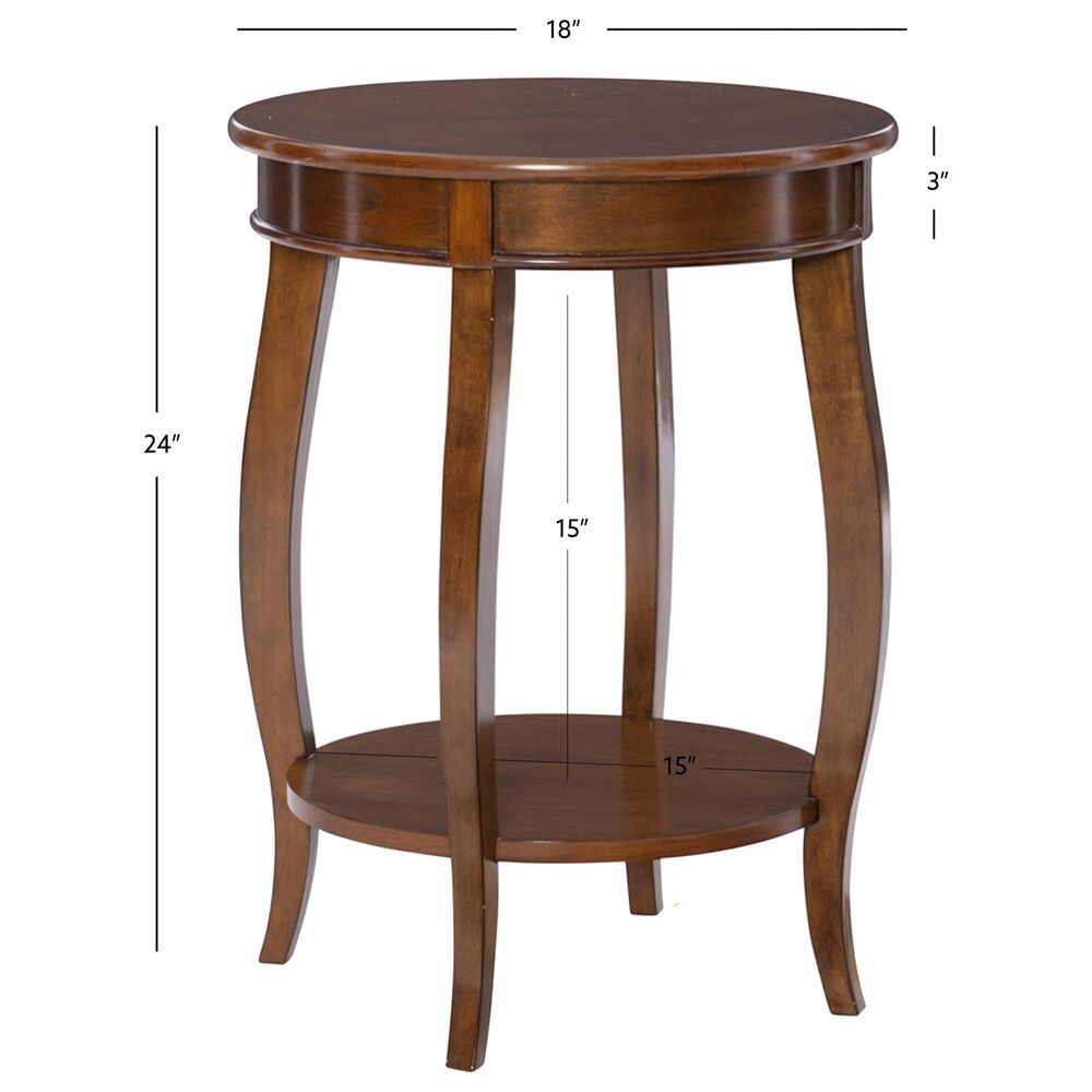 Linon Home Decor Rainbow Round Side Table in Hazelnut, , large