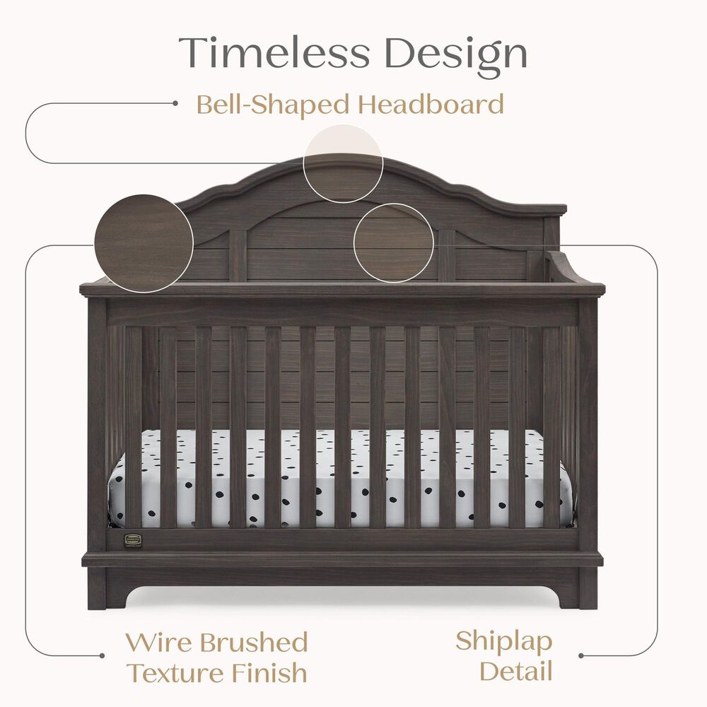 Delta Children Asher 6-In-1 Convertible Crib in Rustic Grey, , large