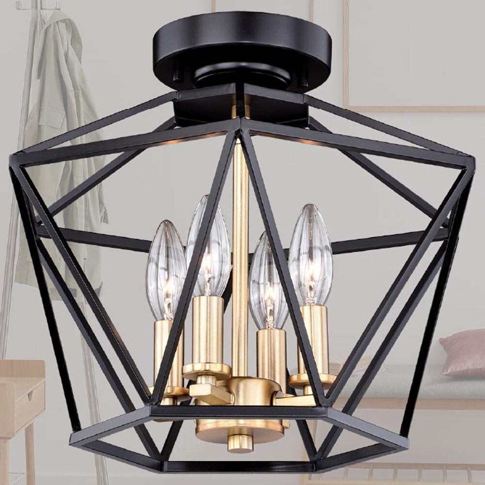 Vaxcel Turin 4-Light Semi Flush Mount in Noble Bronze and Natural Brass, , large