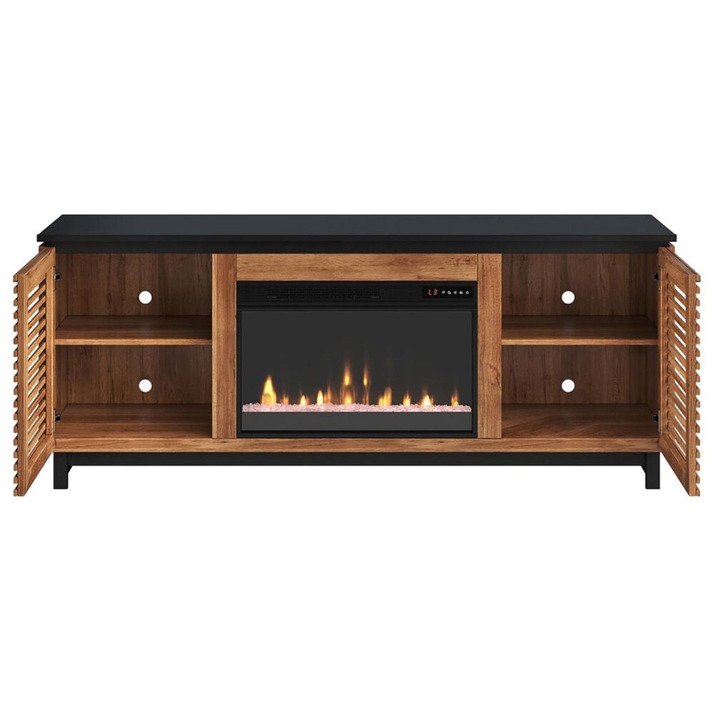 Legends Home Graceland 69" Fireplace Console with Fireplace Insert in Bourbon and Black, , large