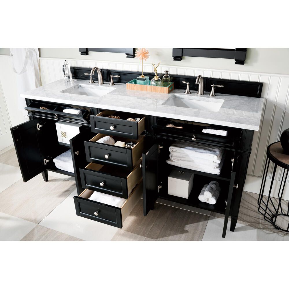 James Martin Brittany 72 Double Bathroom Vanity Cabinet In Black Onyx Nebraska Furniture Mart