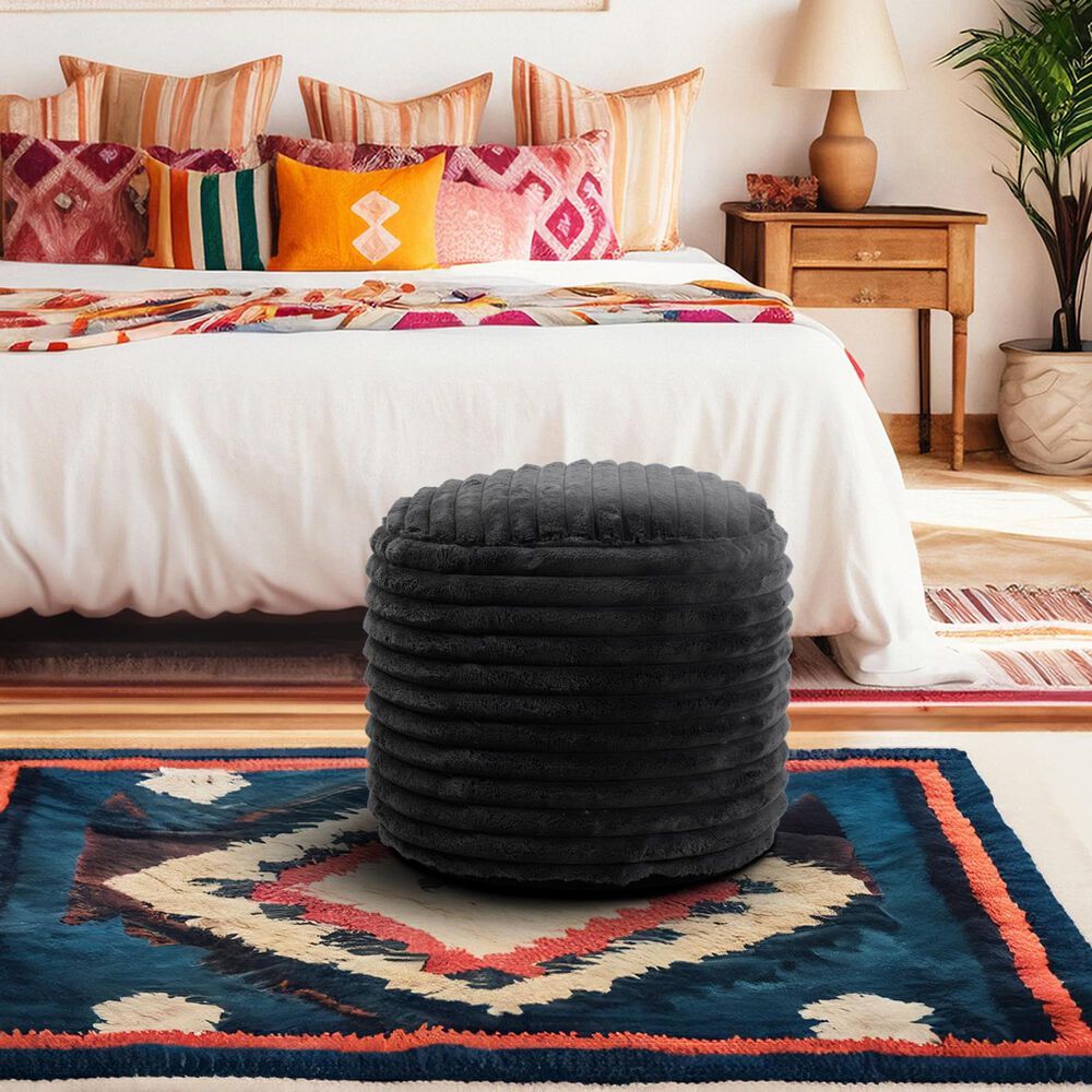 Howard Elliott Shar Pei Tall Pouf in Black, , large