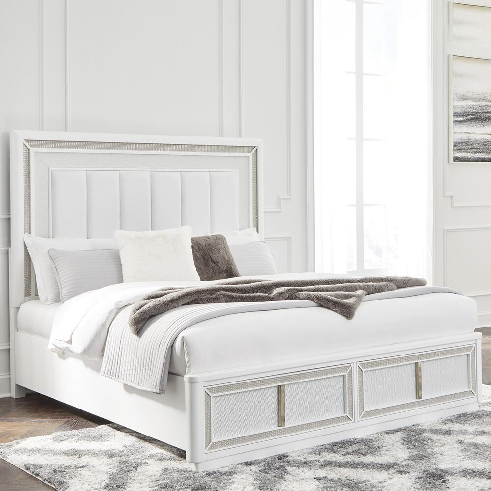 Millenium Chalanna Queen Upholstered Storage Bed in White, , large