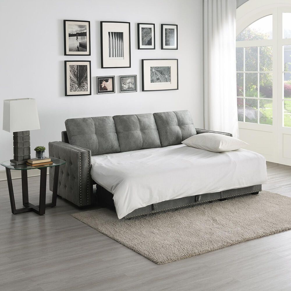 Morden Fort 2Piece Storage Sleeper Sectional in Grey Velvet Shop NFM