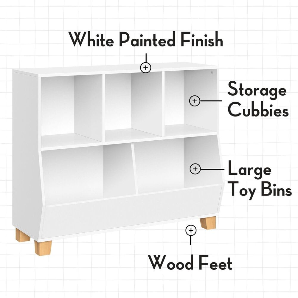 RiverRidge Home Catch-All 5-Cubby Toy Organizer in White, , large