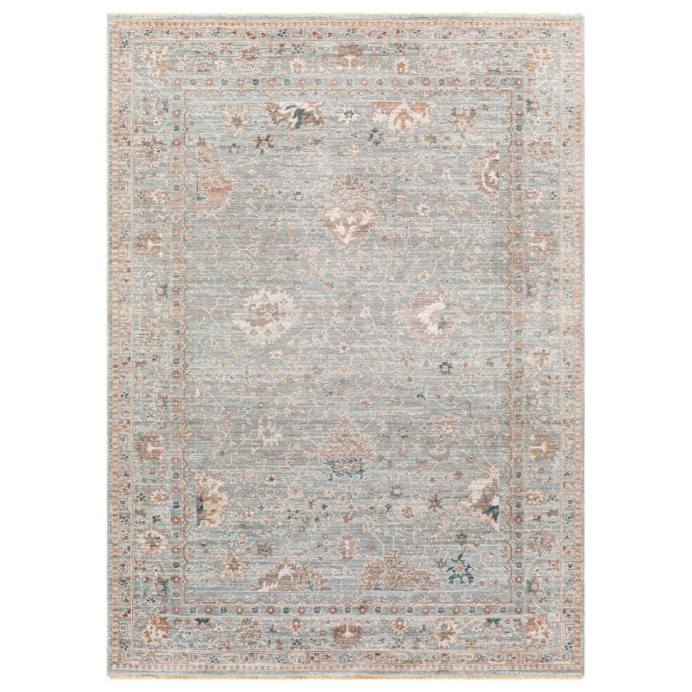 Surya Carlisle 7"10" x 10" Seafoam, Blue, Dusty Sage, Dusty Pink, Ivory and Medium Brown Area Rug, , large