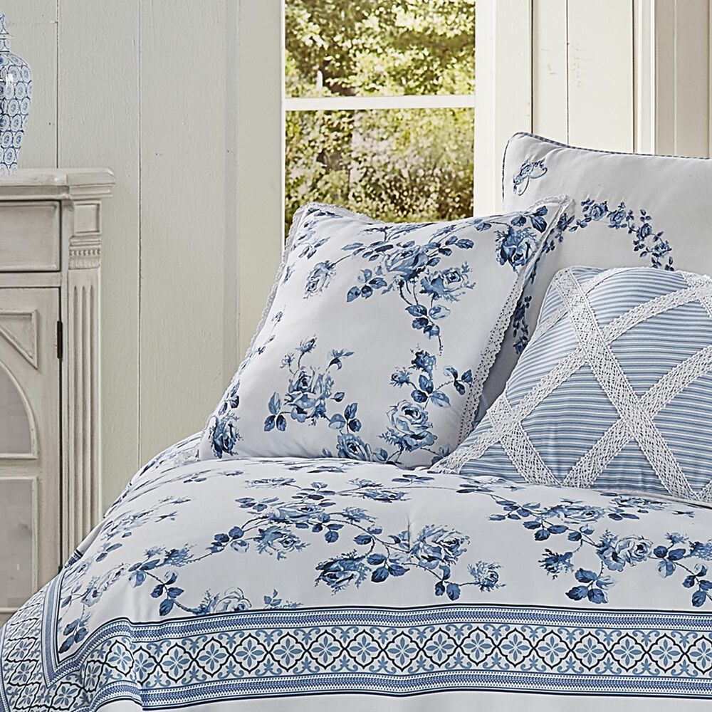 J. Queen New York Rialto 16&quot; Square Throw Pillow in French Blue and White, , large