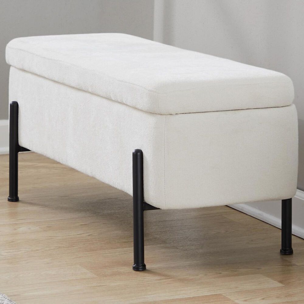 Lumisource Daniella Storage Bench with Cream Cushion in Black, , large
