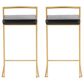LumiSource Fuji 26" Stacker Counter Stool with Black Upholstery in Gold (Set of 2), , large