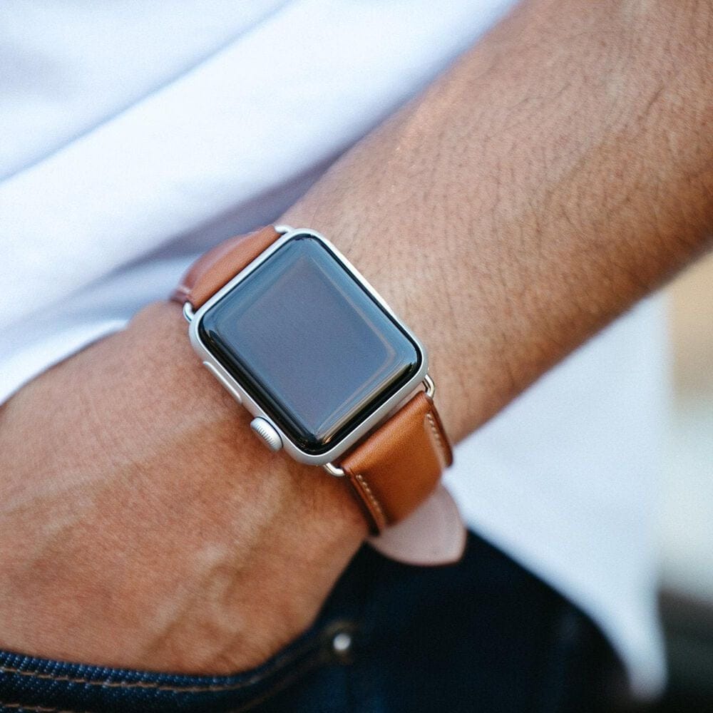 Bluebonnet Cases Band Leather for Apple Watch in Saddle Tan, , large