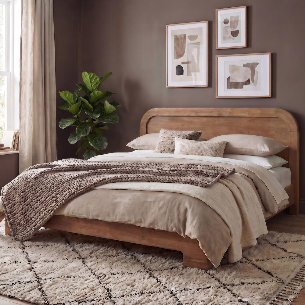 Urban Home Kione Queen Platform Panel Bed in Brown, , large