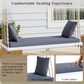Hearth and Haven Topmax Outdoor Hanging Porch Swing Bench with Dark Gray Cushion in White, , large