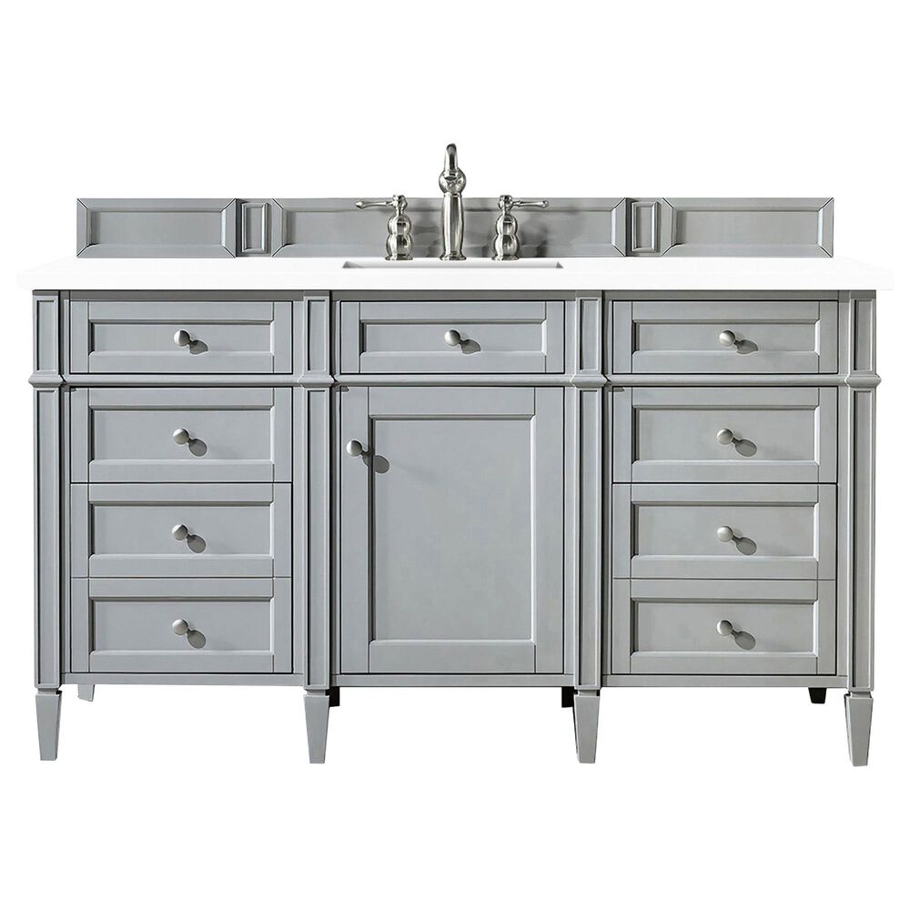 James Martin Vanities Brittany 48" Single Bathroom Vanity in Urban Gray with Single Hole 3 cm White Zeus Quartz Top and Rectangular Sink, , large