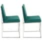 Lumisource Fuji Side Chair with Green Cushion in Brushed Stainless Steel (Set of 2), , large