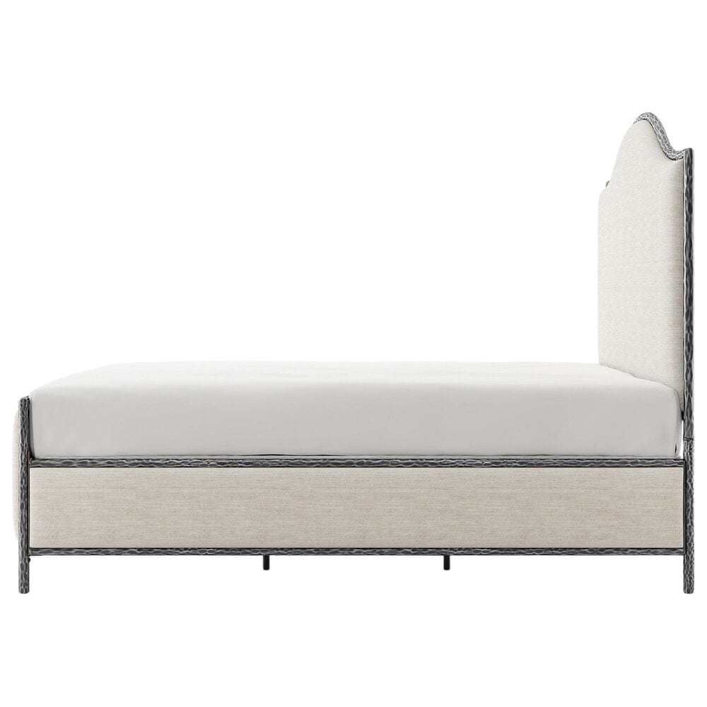 Furniture of America Lalia Queen Upholstered Panel Bed with Camelback Headboard in Matte Grey, , large