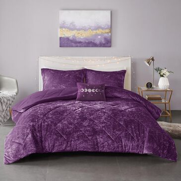 Hampton Park Felicia 4-Piece Full/Queen Comforter Set in Purple, , large