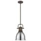 Golden Lighting Duncan 1-Light Small Pendant with Rod and Chrome Shade in Rubbed Bronze, , large