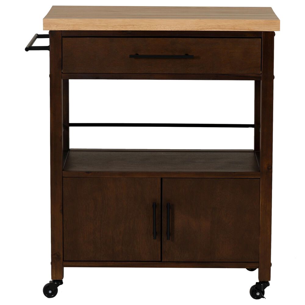 Linon Home Decor Lennix Kitchen Cart in Brown and Natural, , large