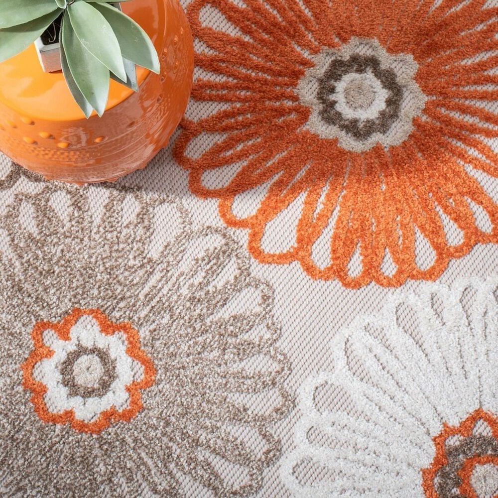 Safavieh Cabana CBN676C 4&#39;5&quot; x 6&#39;5&quot; Beige and Orange Indoor/Outdoor Area Performance Rug, , large