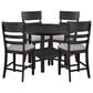 Crown Mark 5 Piece Counter Height Dining Set in Black Finish and Charcoal Upholstery, , large