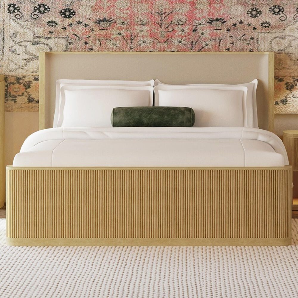 37B Sylvie Queen Upholstered Panel Bed in Natural, , large