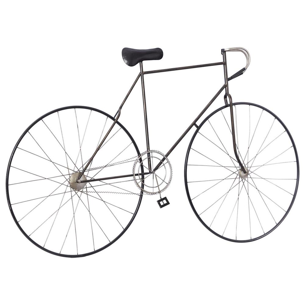 Maple and Jade 37&quot; x 59&quot; Bike Home Wall Decor with Seat and Handles in Silver and Black, , large