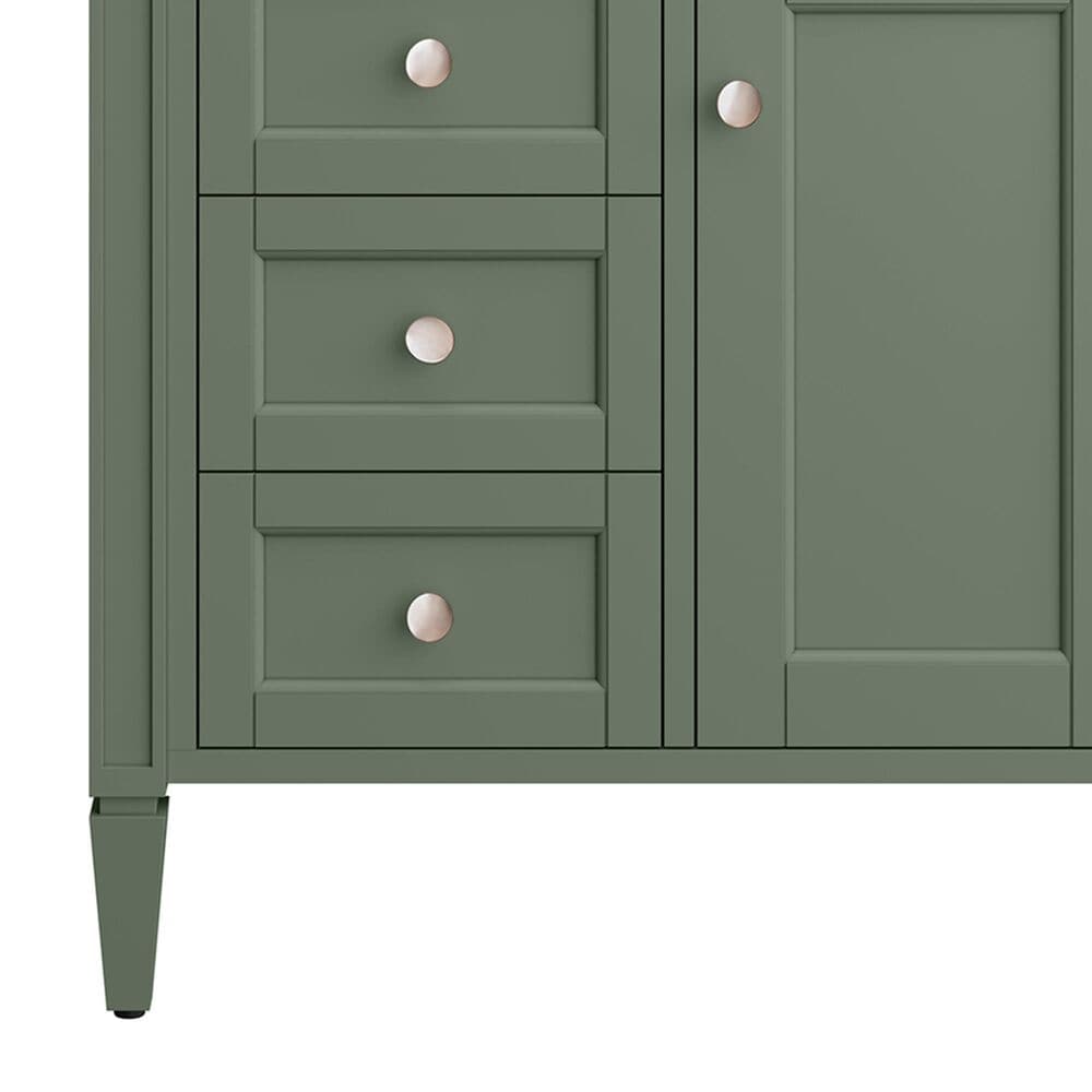 James Martin Vanities Brittany 30&quot; Single Bathroom Vanity in Smokey Celadon with 3 cm Carrara White Marble Top and Rectangular Sink, , large