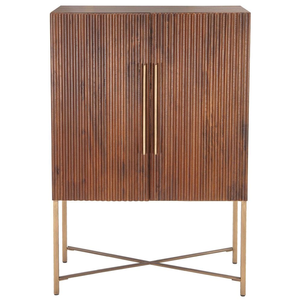 Home Trends &amp; Design Cosmopolitan Bar Cabinet in Honey Brown and Antique Gold, , large