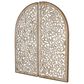 Maple and Jade 36" x 15" Floral Arched Wall Decor with Intricate Carvings in Brown and Whitewashed (Set of 2), , large