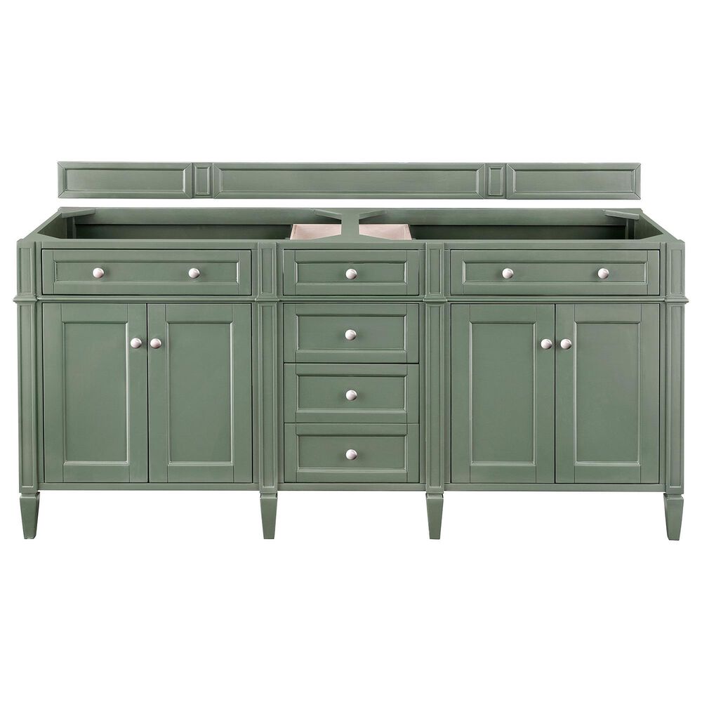 James Martin Vanities Brittany 72" Double Bathroom Vanity in Smokey Celadon with 3 cm Eternal Jasmine Pearl Silestone Top, Rectangular Sinks and FreePower Wireless Charger, , large