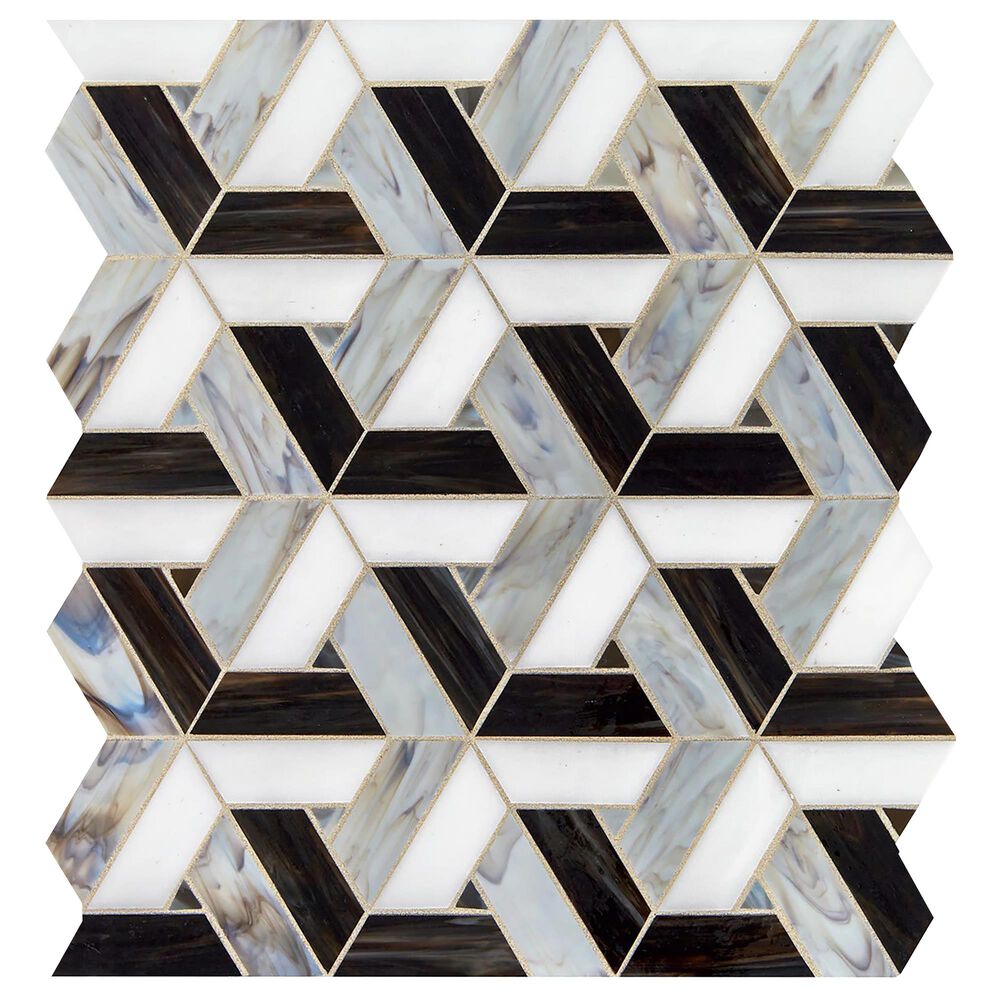 Dal-Tile Vivify Midnight Dream 13" x 15" Trapezoid Glass Mosaic Sheet, , large