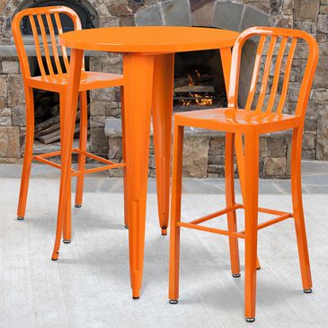 Flash Furniture 3-Piece Metal Bar Table Set in Orange, , large